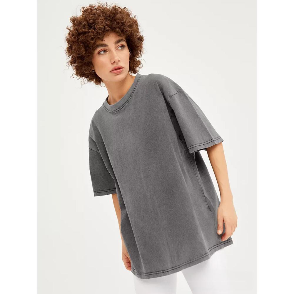 Cotton Washed Retro Women T-Shirts Vintage Tee Shirts Casual Short Sleeve Solid Loose Female Basic Clothing