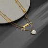 Titanium Steel Double Layer Necklace with Heart and Star Pendant for Women