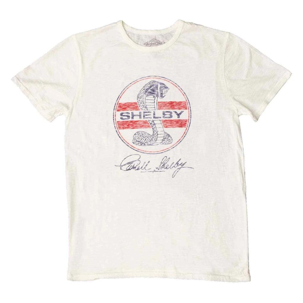 3XL Premium Natural Carroll Shelby Cobra Logo Distressed T-Shirt By Wicked Quick