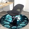 1pc Anime Design Round Carpet Blue Rose & Butterfly Moon Office Chair Mat, Non Slip Rug for Home Decor, All Seasons