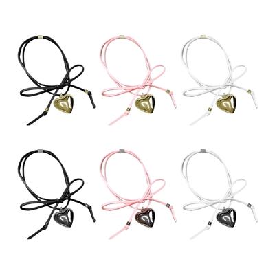 Heart Pendant Collar Necklace Neck Tie Clavicle Chain Necklace Long Rope Bow-Tie Choker Necklace Fashion Jewelry