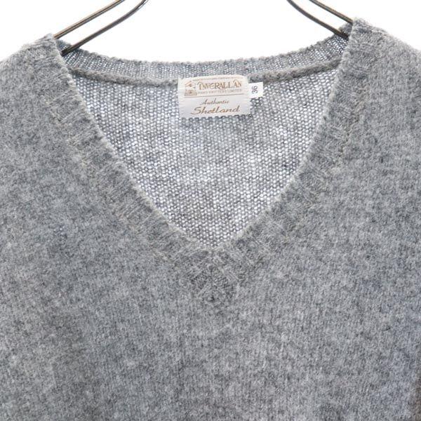 Made In the UK Long Sleeve V Neck Sweater 36 Gray Knit Men's Used