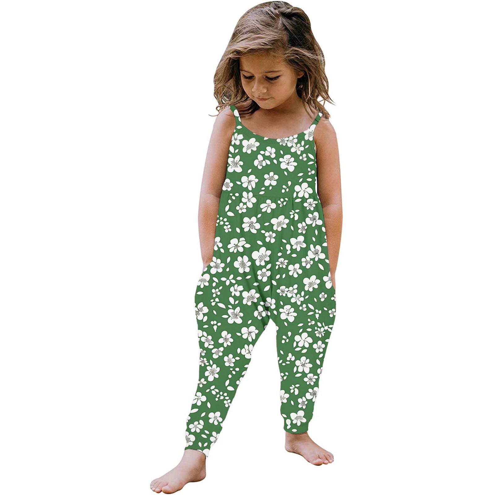 

Летний комбинезон без рукавов для маленьких девочек, комбинезон, одежда 130 зелёный