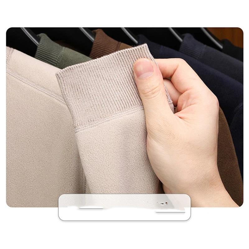 Men's Solid Color Warm Round Neck Thick Long Sleeved Base Shirt