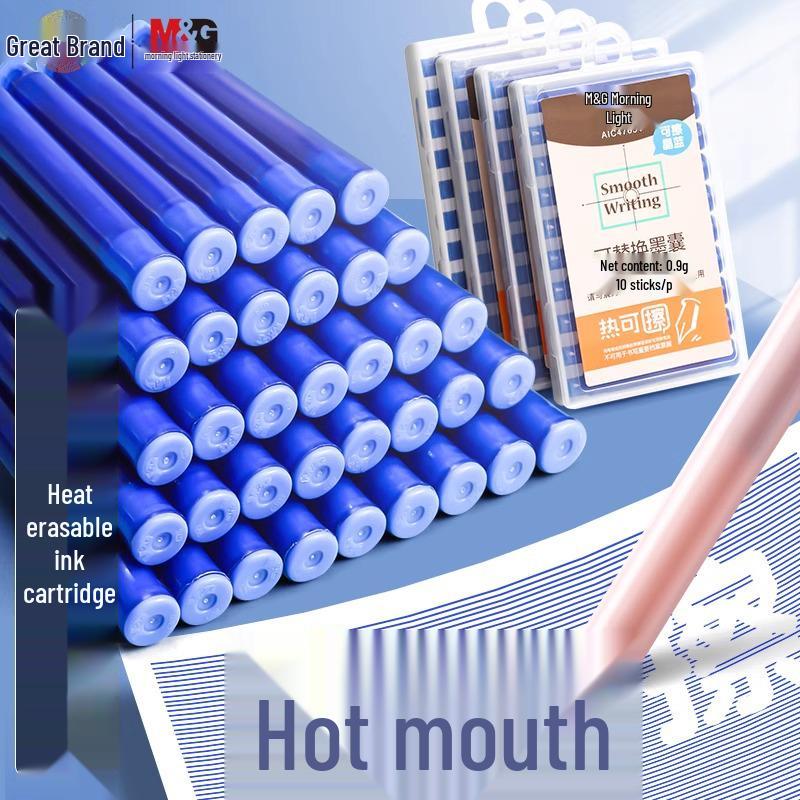 Heat Erasable Fountain Pen Cartridge, 3.4mm Caliber, 0.9ml, ALC47634 Replacement Crystal Blue 10 pcs/box