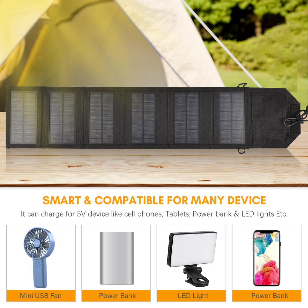 10.5 W Portable Solar Charger Foldable Solar Charger with USB Solar Panel Portable Solar Power with