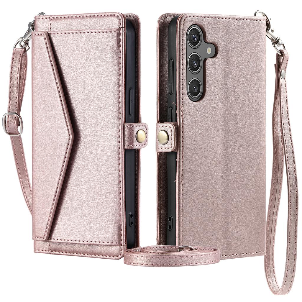 For Samsung Galaxy A16 5G/A16 4G Leather Case Wallet Stand Phone Cover with Straps
