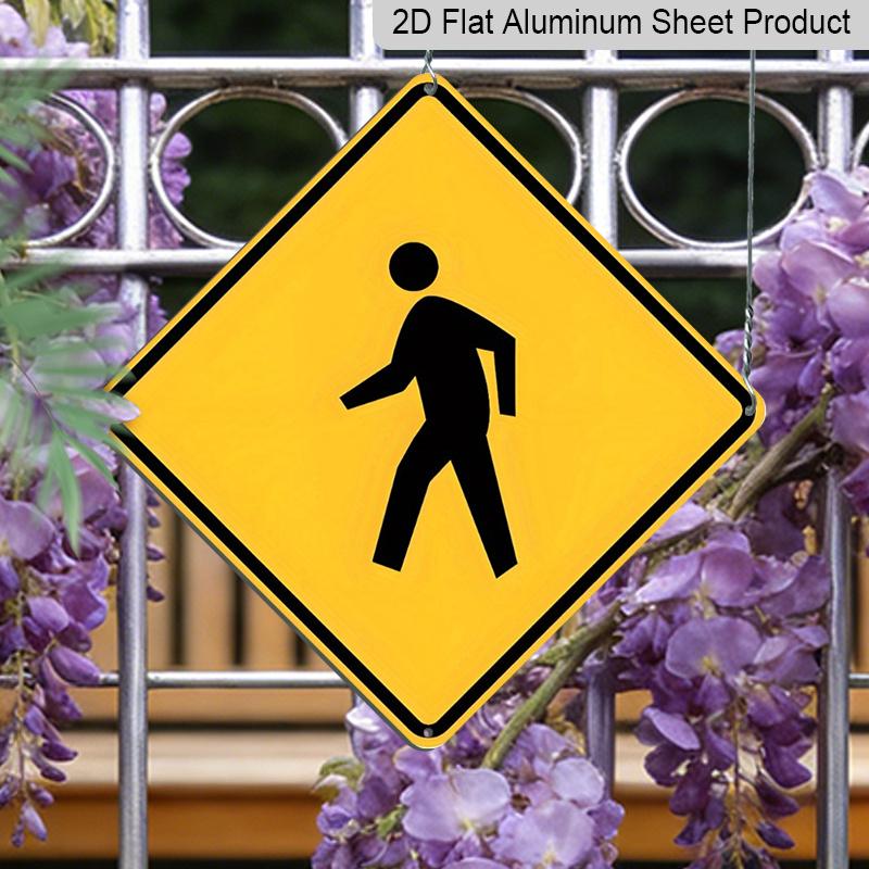 

2D Flat 1pc Black and Yellow Pedestrians Crossing Sign - Durable Metal Aluminum Street & Road Traffic Sign for Indoor & Outdoor Wall Decor, High 20*20cm
