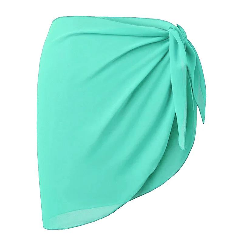 Women Short Sarongs Swimsuit Coverups Beach Bikini Wrap Sheer Short Skirt Chiffon Scarf Cover Ups for Swimwear