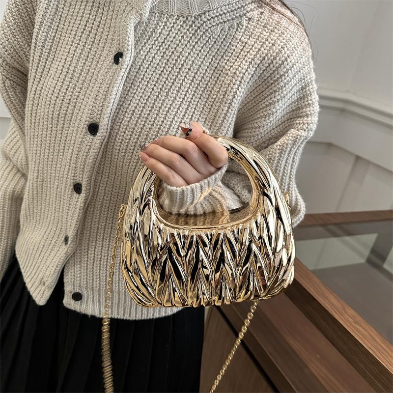 Bags Acrylic bag 2025 new European and American fashion diamond shoulder bag women's hand carry messenger chain dumpling bag