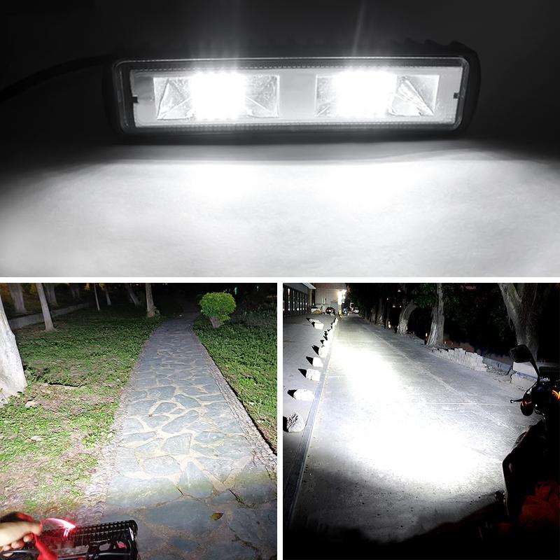 2Pcs 18W LED Car Work Light 16SMD Motorcycle 4x4 Off-road Truck Flood Light Universal Aluminum Alloy Headlights DRL Driving Lamp