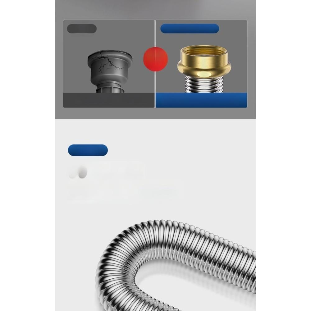 Kitchen Sink Drain Pipe Stainless Steel 304, 40 Cm Length, Leak-Proof And Odor-Blocking, Easy Installation, For Home-Use