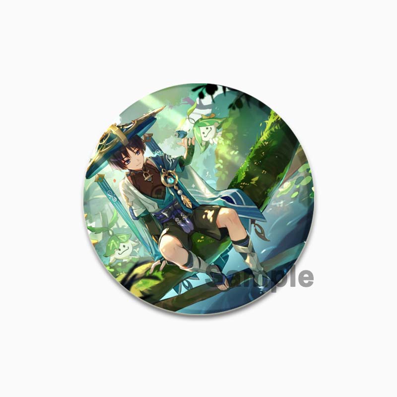 32/44/58MM Alloy Pins for Backpack Hat  Icon Cartoon Brooch  Genshin Impact Pin Fashion Jewelry Accessory