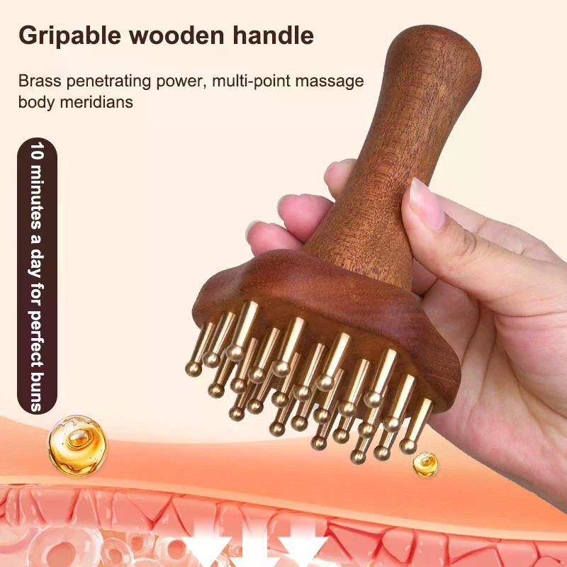 Messing Perlen Meridian Gua Sha Kamm - Langlebiger Chinesischer SPA Akupunkturpunkt Punktmassagegerät Bürsten Griff Professionelles Massage Werkzeug