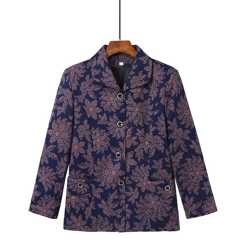 Autumn Women's Top with Lining, Year 0 Thin Coat, Old Lady Lapel Gown