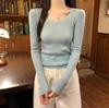 Spring Round Neck Solid Color Bottoming Shirt Female Slim Fit Pure Desire Wind Sweet and Spicy Inner Top Basic Knitted Sweater