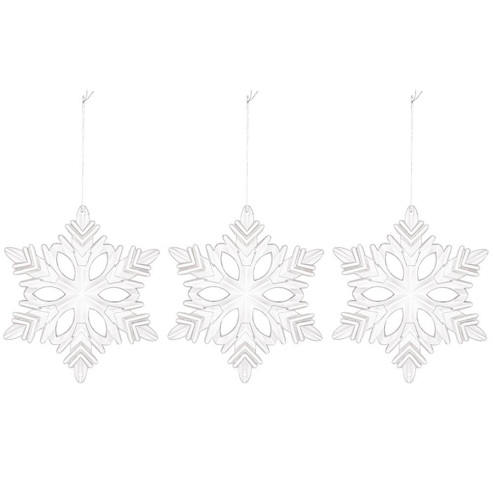 

3 шт. Акриловые рождественские снежинки подвески DIY красочные искусственные снежинки украшения изысканное рождественское елочное подвесное украшение прозрачный