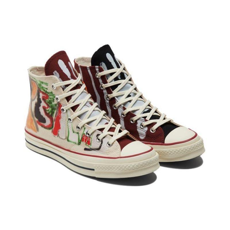 Converse 1970s x Come Tees Chuck Taylor All Star Unisex High-Top Canvas Shoes Trendy Versatile White Red 173121C