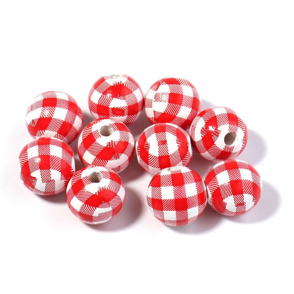 TX16 10Pcs 16mm Retro Wood Exquisite Round Plaid Beads Jewelry DIY Handmade Bracelet Necklace Beads Trend Material Accessories