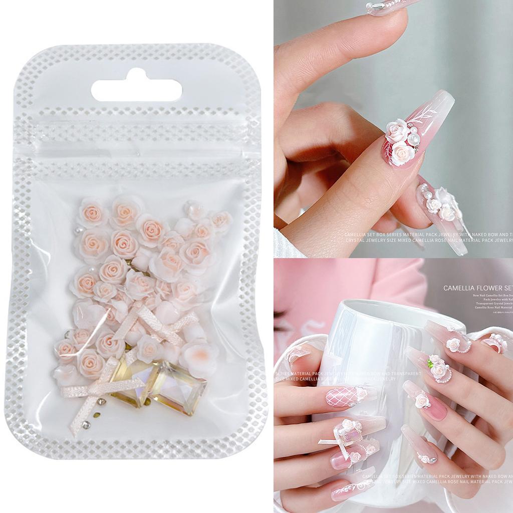 Flower Nail Charms 3D Nail Rhinestones Nails Gems DIY Nail Art Design Nail Pearls Nail Jewelry Mixed Nail Art Decoration