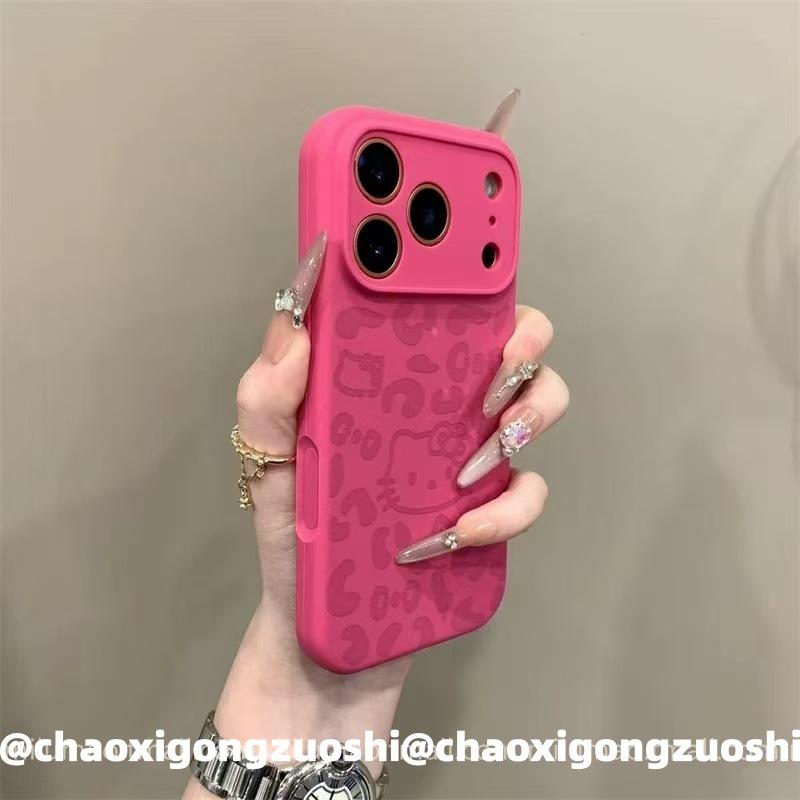 Ins Autumn and Winter Leopard Print KT Cat Liquid Silicone Bracket for iPhone17promax Apple 16 Mobile Phone Case 15