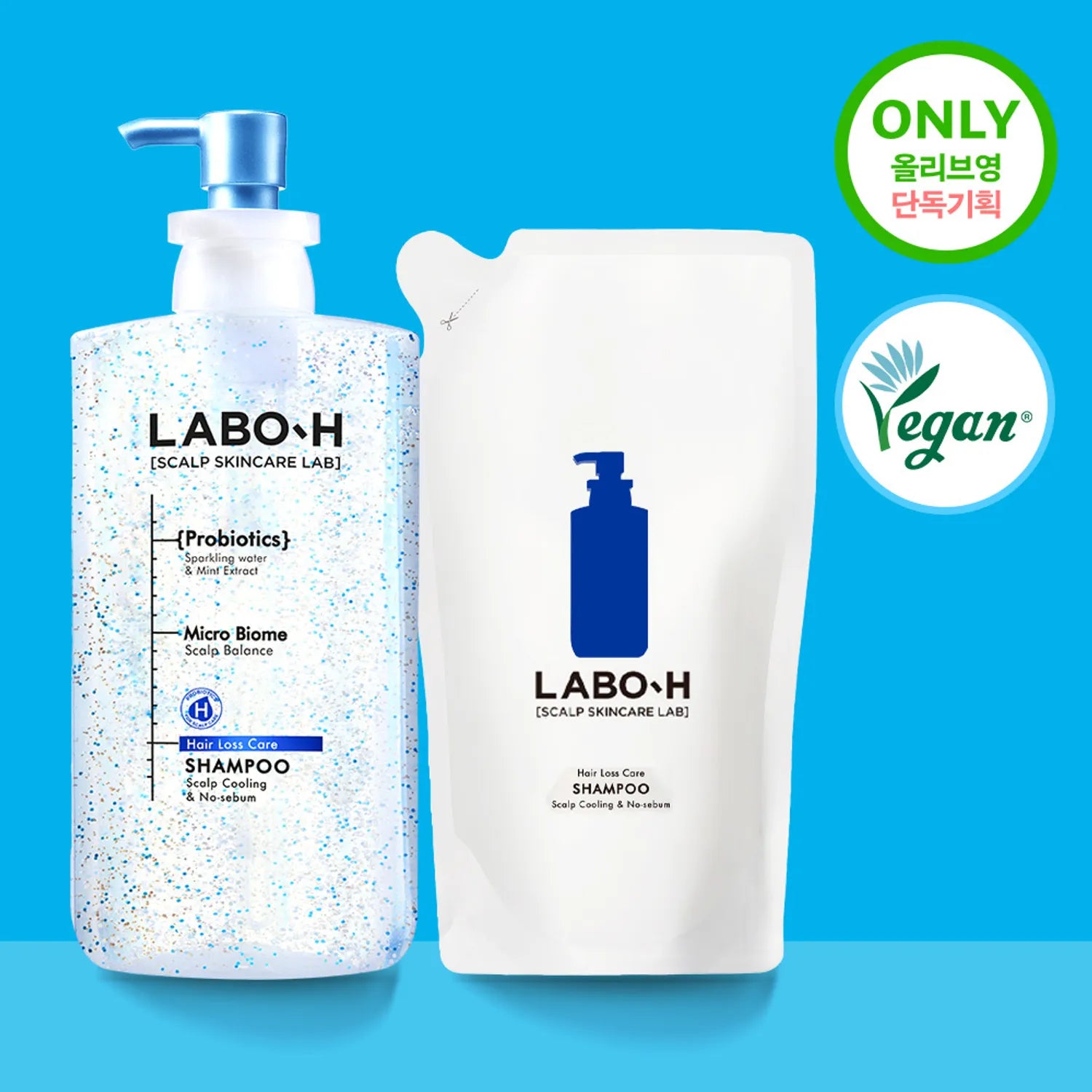 LABO- H Scalp Cooling & No Sebum Shampoo 750ml Refill Set (+600ml) 750ml