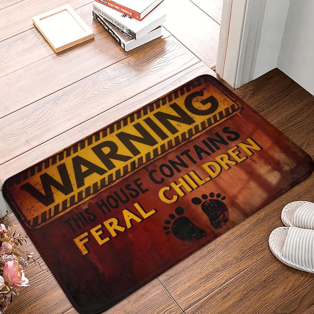 Welcome Beware Of Wife Kids And Pets Doormat Anti-Slip Bathroom Kitchen Mat Garden Garage Door Floor Entrance Carpet Rug