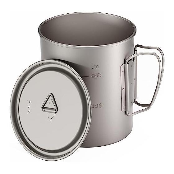 Titanium camping mug, titanium mug with lid 750ml