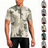 Men's Short Sleeve Cycling Jersey Breathable Quick Dry Half Zip Round Neck Printed Sports Shirt Lightweight Performance Top for Biking