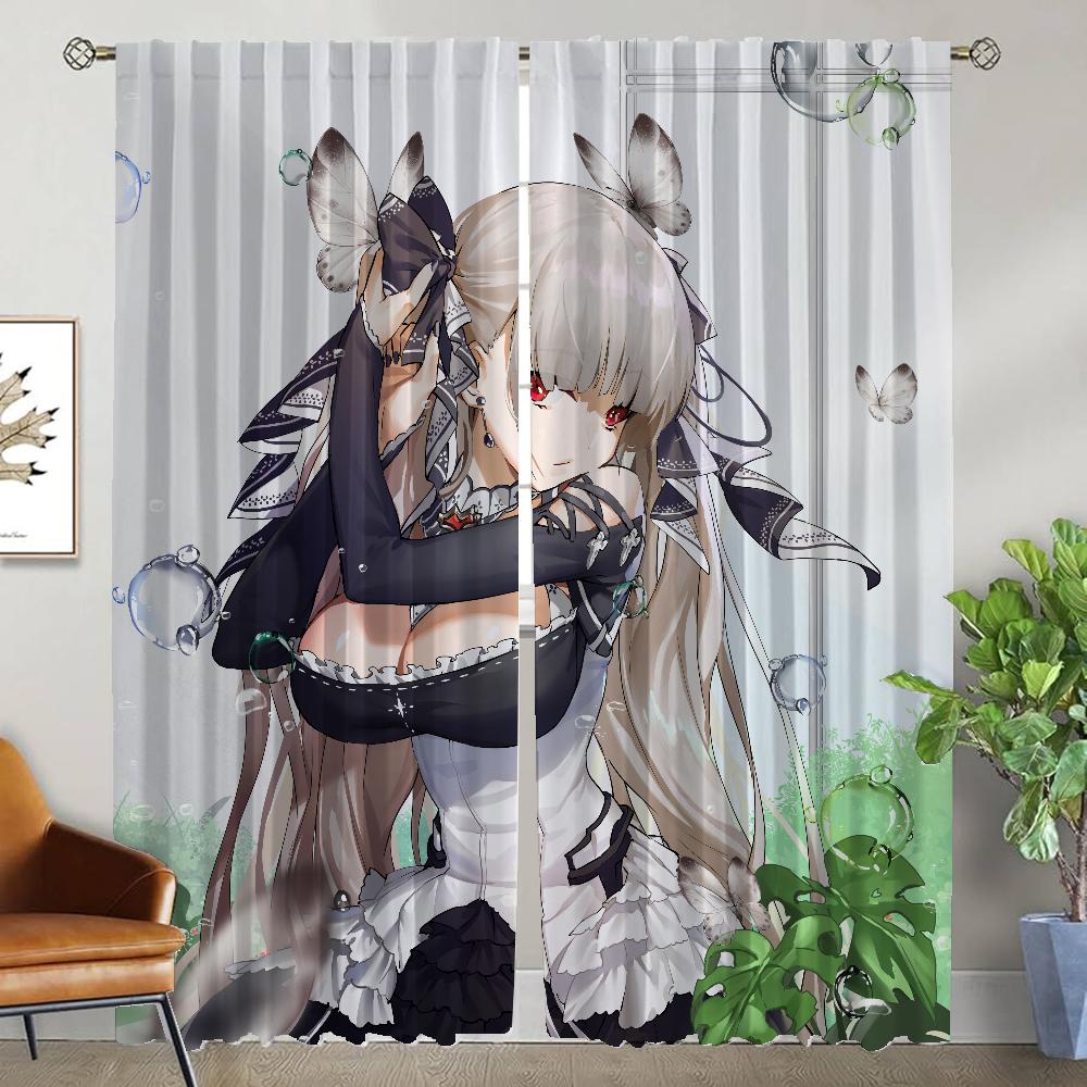 Azur Lane Gardiner för Vardagsrum Gardiner Myggskyddsgardiner 2 Delar Halloween Dekoration Persienner Avdelare Kök Elegant