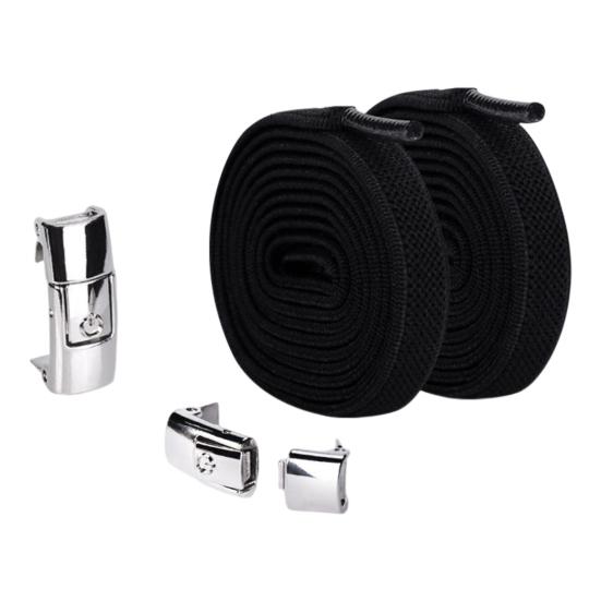 1 Pair 8mm No Tie Shoelaces Buckle Closing Opening Solid Color Flat Elastic Multipurpose Kids Adult Lazy Shoe Laces for Outdoor