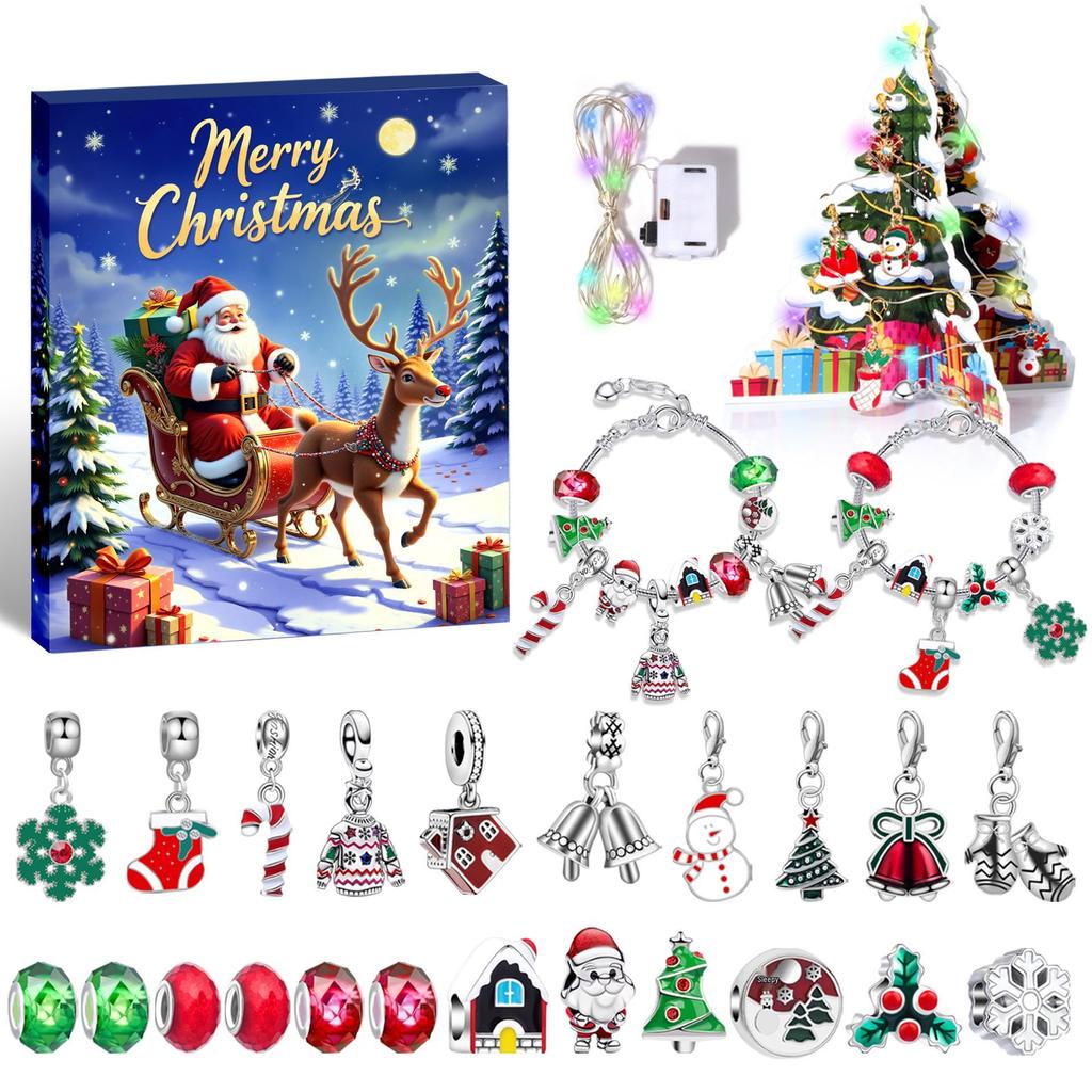 DIY Christmas Bracelet Set with Snowman Charm - Advent Gift for Kids, European & American Style