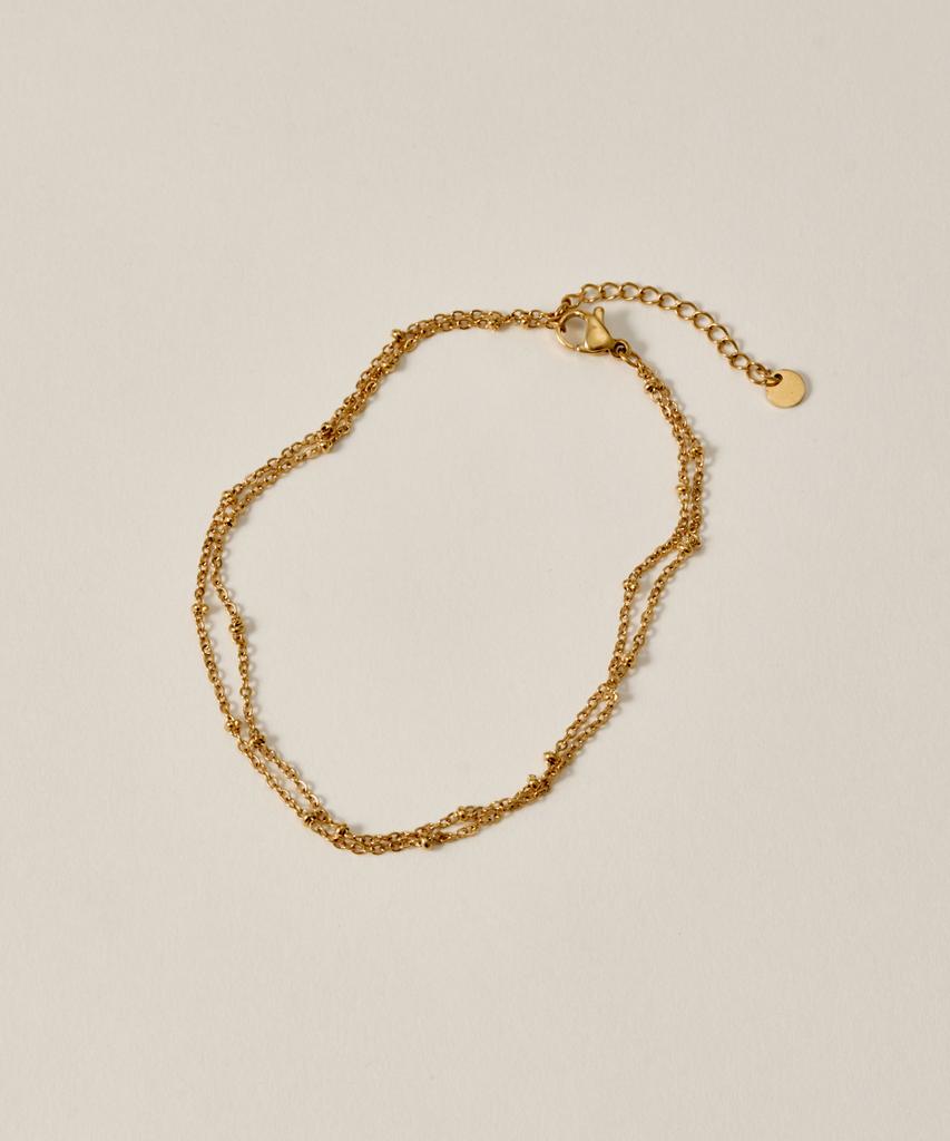 Novice Tokyo Double Glitter Chain Anklet [Stainless] / Gold