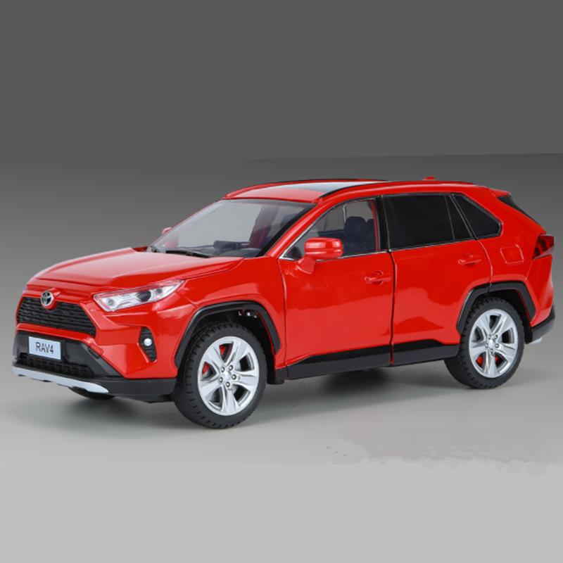 1/24 Toyotas RAV4 SUV Alloy Car Model Diecast Metal Toy Off-road Vehicles Car Model Simulation Sound and Light Children Toy Gift