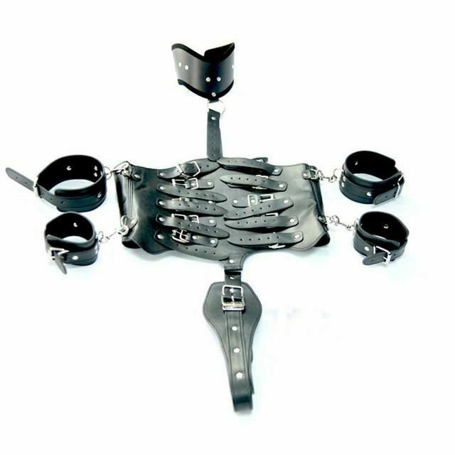 Leather  Corset Restraints Clothes Kink Fetish Collar Cuffs Body Harness
