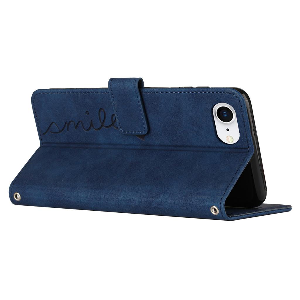 For iPhone 16e Case PU Leather Wallet Phone Cover Smile Love Heart Pattern
