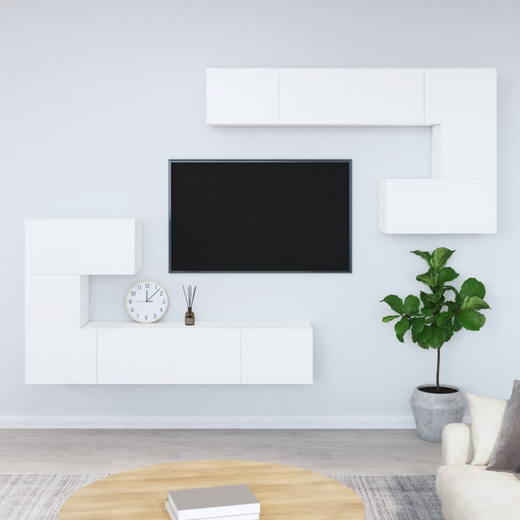 Wall Mounted TV Cabinet White Particleboard