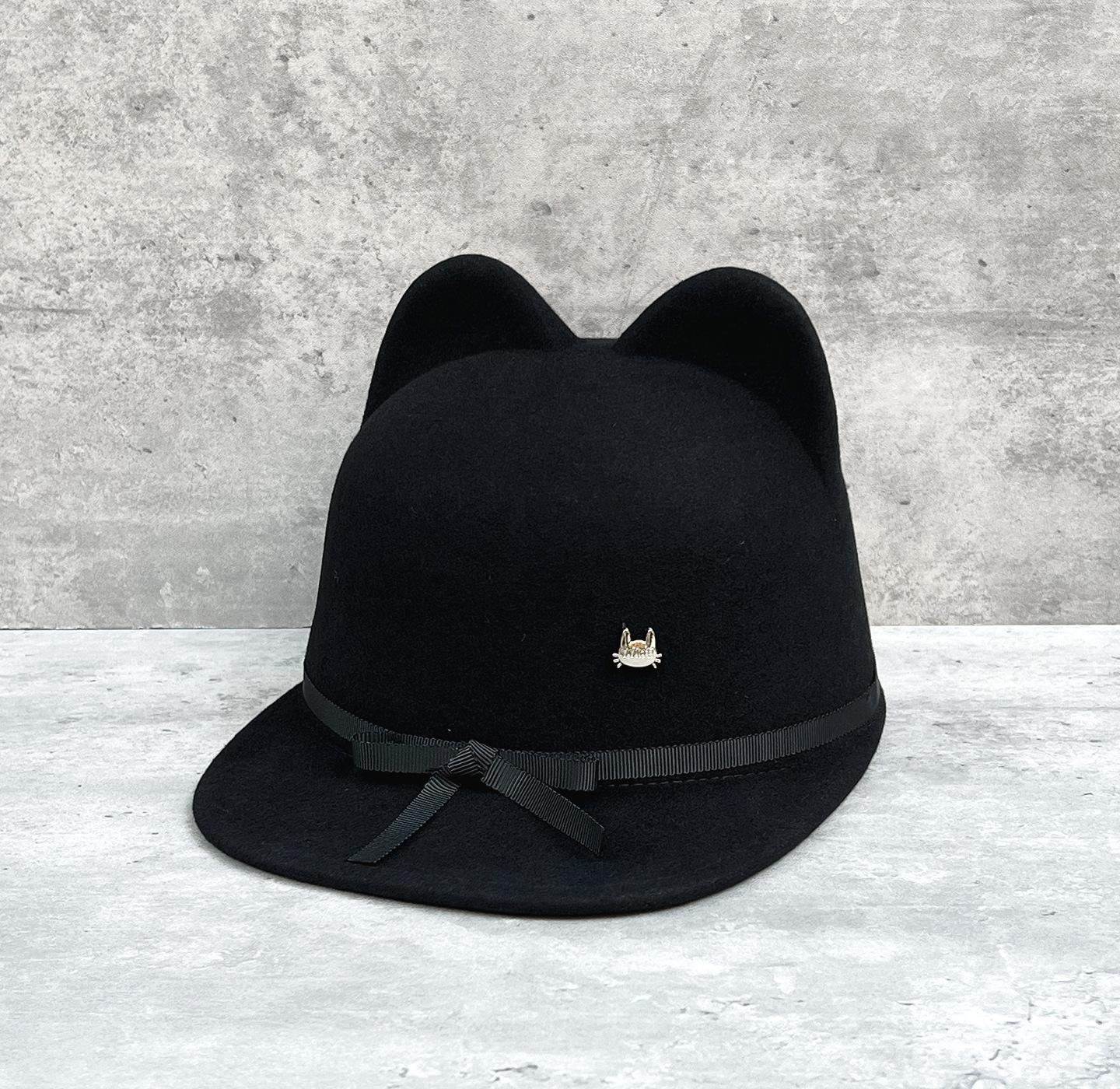 

Французька мила котячі вушка вовняний кінний капелюх жіночий дочка знаменитість темперамент циліндр show face маленький козирок M（56-58cm）