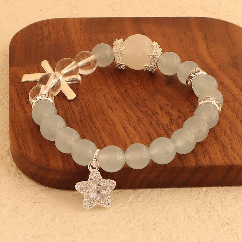 Белый кристаллический ледяной обсидиан браслет крупные частицы круглые бусины модная атмосфера оригинальный браслет Взрыв Douyin