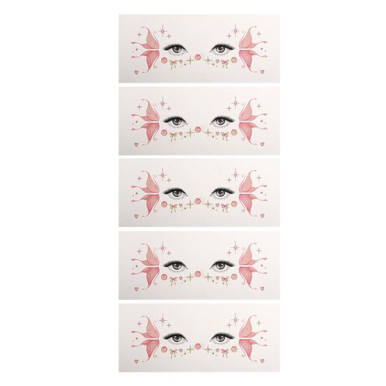 5 Sheets Glitter Butterfly Eye Stickers, Temporary Face Tattoos for Kids, Cartoon Decals for Festival Makeup, Party Decor
