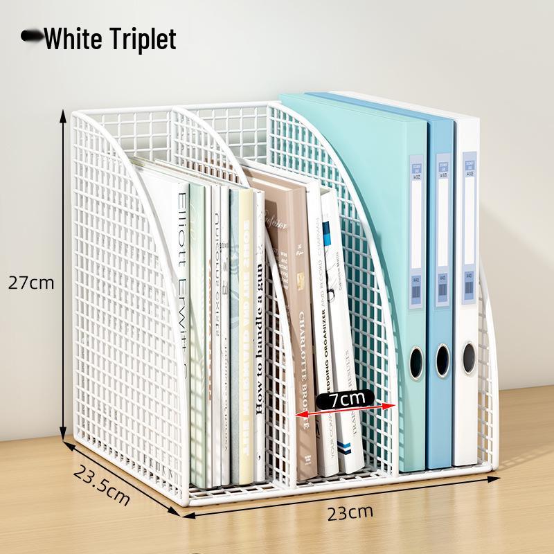 Metal Office Desk Organizer & File Rack with Document Shelf and Book Stand for Workstations