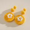 1 pair Ethnic Style Thai Seaside Eardrops Bohemian Style Raffia Grass Earrings  Girls