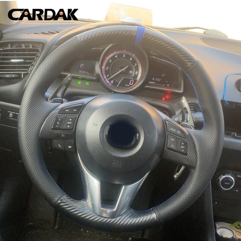 Ized Car Steering Wheel Cover Wrap Non-Slip Leather Braid For Mazda 3 Axela Mazda 6 Atenza Mazda 2 CX-3 CX3 CX-5 CX5