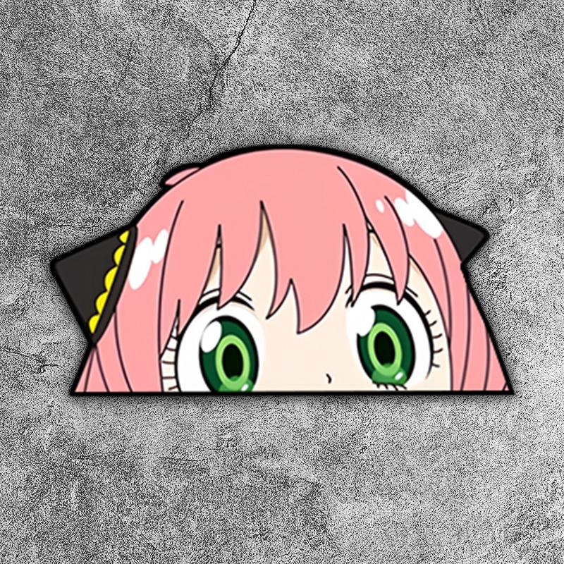 1PC Peeking Anya JDM Anime Car Stickers Waterproof Funny Auto Window Rear windshield Trunk Bumper Sunscreen Vinyl Decals