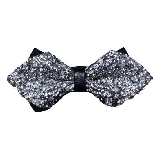 

Галстук-бабочка с блестящими стразами, дизайн с острыми углами, галстук-бабочка, свадьбы, деловые вечеринки, аксессуары для костюма серебряный