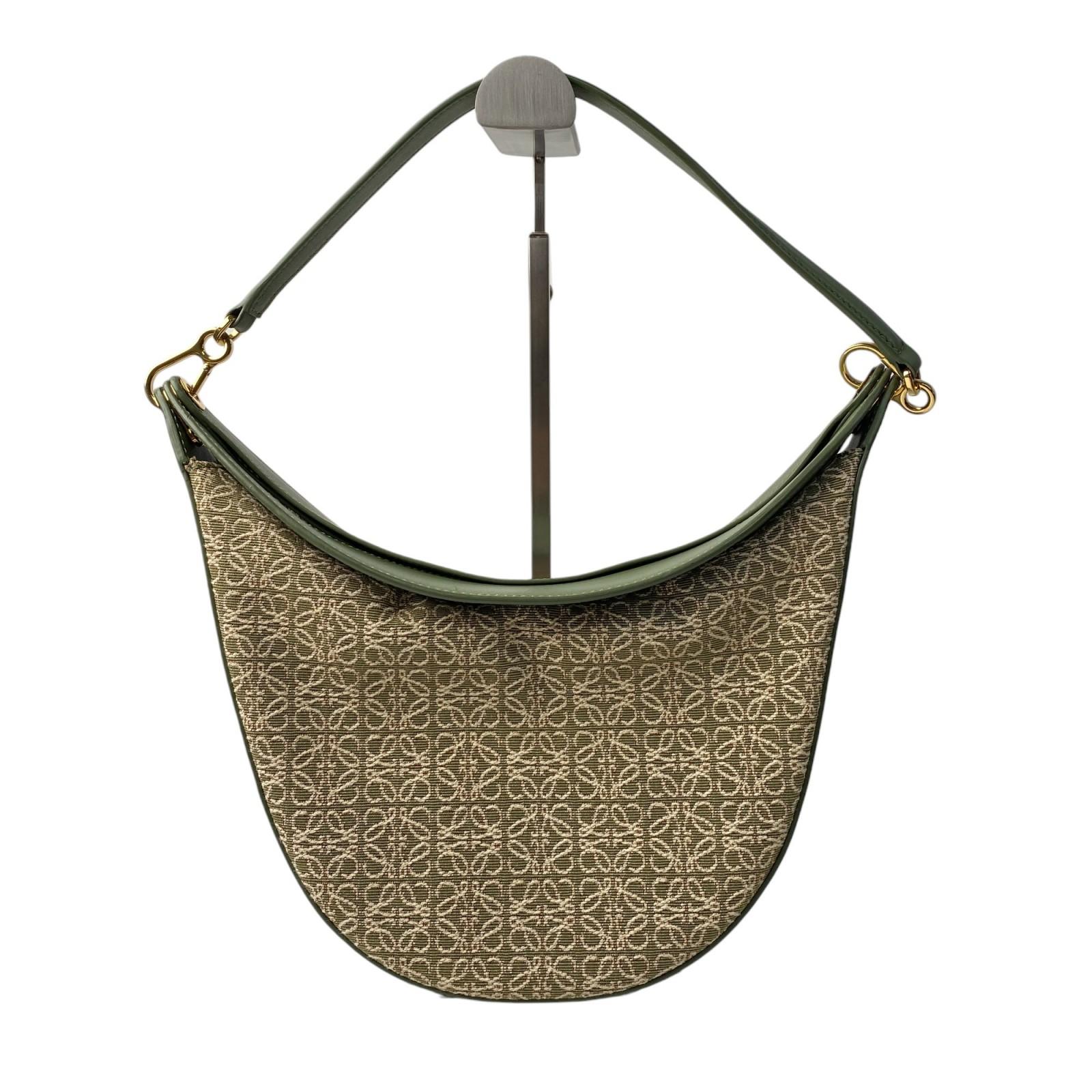 

Used LOEWEShoulder Bag Green system leather/canvas Women