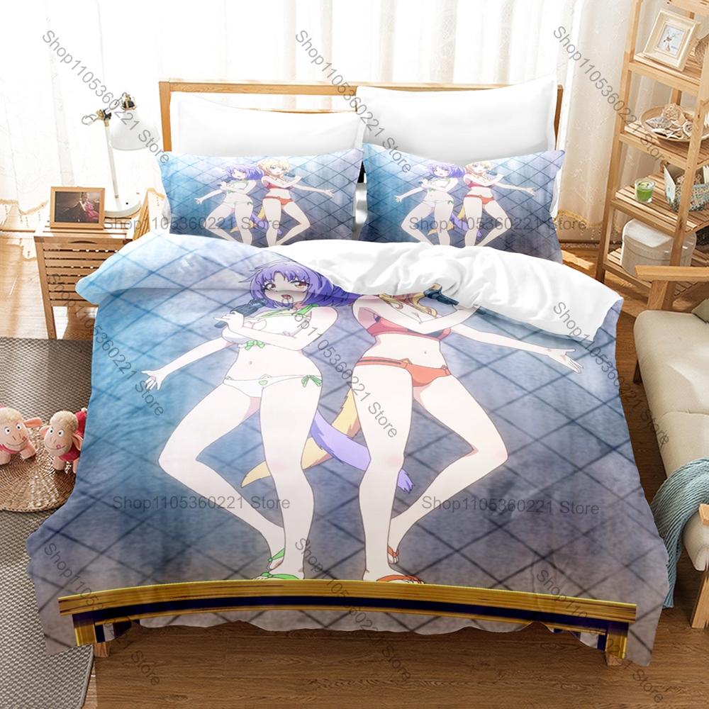 NEKOPARA OVA Themed Duvet Cover + 2 Pillowcases, Kawaii Cat Maid Anime Graphic Bedding Set Home Dorm Decoration