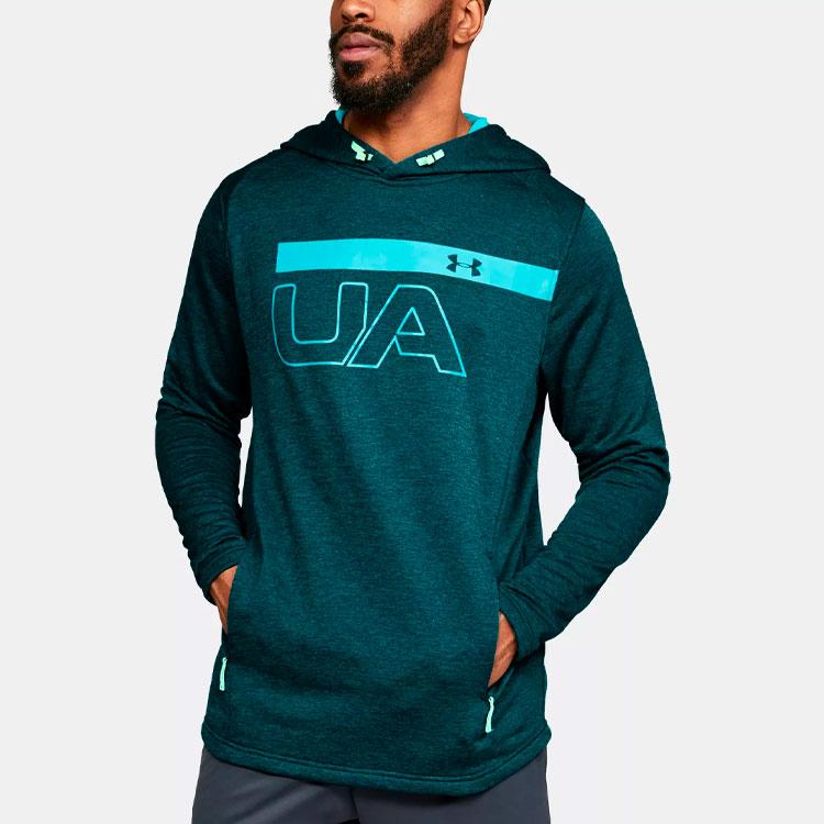Under Armour Mk-1 Tech Terry Graphic Logo Hoodie Men Hoodies Blue 1306445-716