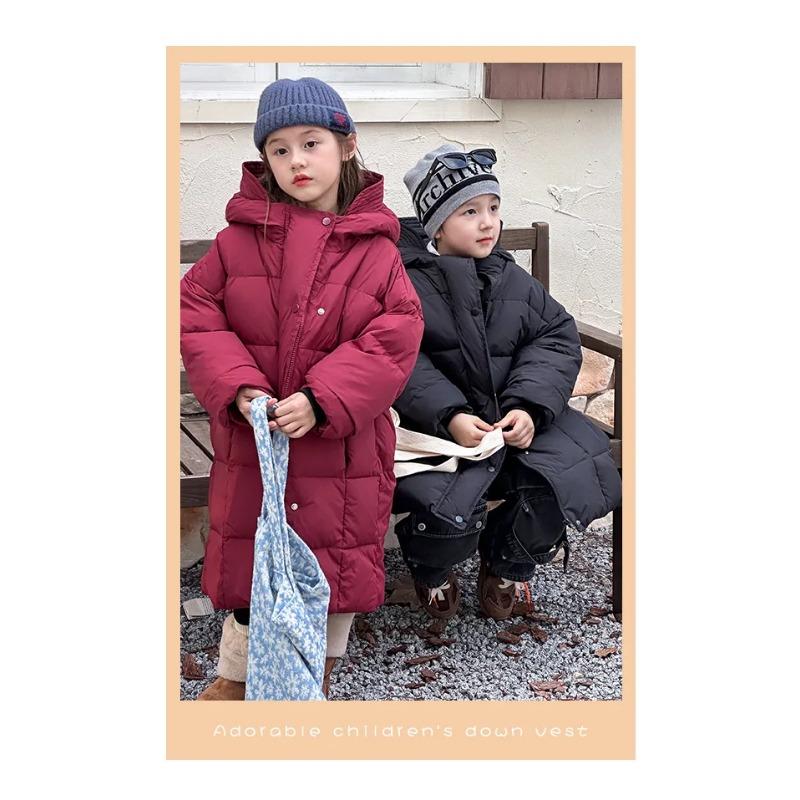 Kinder Weiße Entendaunenjacke Dicke Warme Lange Oberbekleidung für Jungen Mädchen Parkas 2024 Winter Neue Casual Teenager Kinder Mäntel