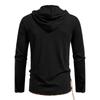 Men's Lace-Up Hooded T-Shirt Casual Retro Top for Men Spring Autumn Fashion Adjustable Sleeve Multi-Color Male Blouse